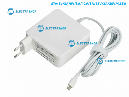 Блок питания для ноутбуков и планшетов Type-C 87w 5v/3A/9V/3A/12V/3A/15V/3A/20V/4.35A