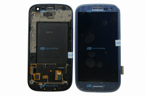 Модуль-дисплей Samsung Galaxy S3 (GT-I9300) синий с рамкой (ОРИГИНАЛ)
